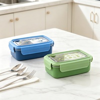 Boîte à lunch Tiffin avec couvercle en plastique anti-fuite, compatible micro-ondes, capacité de 800 ml, durable, écologique, de qualité alimentaire