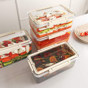<b>Refrigerator</b> Storage Boxes Food Grade Rectangle Clip On Lid Airtight <b>Containers</b> For Vegetables And Kimchi Preservation - Product Image 4