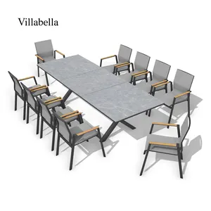 Wholesale Outdoor Restaurant Furniture Aluminum Chairs Stackable Sling Patio Garden Table And Chairs