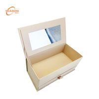 Boîte en papier rigide magnétique portable, écologique et luxueuse, avec fenêtre transparente en PVC, laminage mat, logo personnalisé, pour parfums et cosmétiques