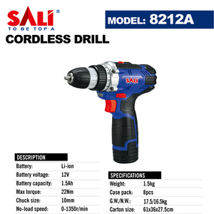 Taladro Inalámbrico SALI 8212A de 12V y 1.5ah con Batería de Iones de Litio, Velocidad Variable, Mandril Sin Llave de 1.5KG, Uso General, OEM - Product Image 6