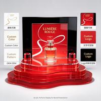 Support de présentation de parfum en acrylique transparent de luxe personnalisé en forme de vague, présentoir de comptoir en acrylique transparent pour cosmétiques, pour les magasins de parfums