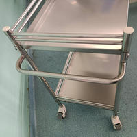 Chariot médical, mobilier d'hôpital, chariot à instruments, chariot médical mobile en acier inoxydable à 2 niveaux