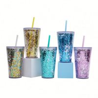 AGH Venta al por Mayor, Vaso Térmico de Doble Pared con Diseño de Globo de Nieve, 16oz/24oz, Plástico Transparente, Libre de BPA, Ecológico, Aislamiento Térmico de 6-12 Horas