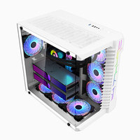 Boîtier de jeu pour PC avec alimentation, tour complète, boîtier d'ordinateur de bureau, boîtier de PC Micro ATX, 4 ports USB, unité système, blanc