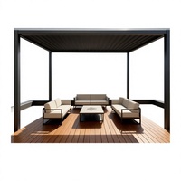 Pérgola Motorizada Inteligente, Gazebo Eléctrico con Techo de Láminas, Toldo de Aluminio Impermeable, Pabellón Independiente para Balcón o Terraza con Pantalla LED