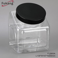 Pot plastique rond pour stockage de poudre, large contenant rond et droit de 2700ml pour nourriture en pet, transparent, de haute qualité