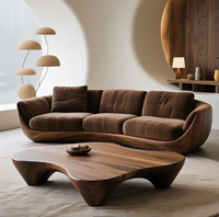 Canapé de salon rustique en bois massif noyer STG American Two Seat avec table basse en bois naturel durable pour hôtel et villa