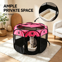 Parc pour animaux pliable à 8 panneaux en tissu Oxford 600D avec maille respirante, tente d'exercice portable pour chiens et chats, clôture intérieure/extérieure avec porte zippée