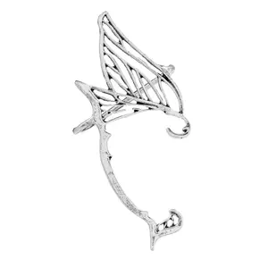 New Design Trendy Gothic Piercing Elf Ear Cuff Wrap Silver Hollow Stud Earrings Retro Punk Celtic Elven Fairy Earrings