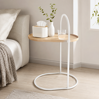 Table d'appoint ronde moderne avec cadre en métal doré et plateau en bois, marbre, bambou ou résine, table basse pour salon, OEM ODM