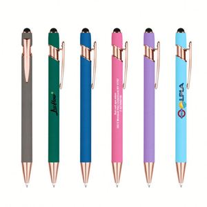 Bolígrafo de Aluminio con Punta de Bola, Empuñadura de Goma Suave, Acabado en Oro Rosa, Logotipo Personalizado para Teléfonos Móviles - Diseño Moderno para Oficina/Escuela/Regalo - Product Image 1