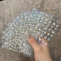 Lot de 12 autocollants laser dorés pour ongles, motif cœur d'amour, Saint-Valentin, couple, chat, nœud, manucure, sliders pour ongles, fournitures pour ongles