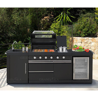 Set Kabinet Dapur BBQ Outdoor dari Baja Anti Karat 304 dengan Grill, Tahan Cuaca, untuk Taman atau Patio