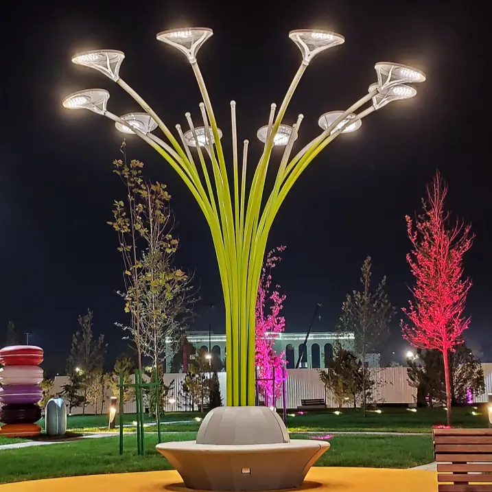 Esculturas de jardín personalizadas, lámpara de árbol grande para exteriores, muebles, luz LED con motivo