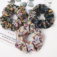 Grosir aksesori rambut ekor kuda Floral cincin rambut usus besar mode baru sifon Scrunchies rambut bunga