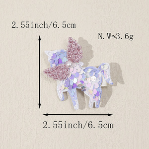 Pinza de Pelo Lateral Hecha a Mano con Lentejuelas de Unicornio Arcoíris Premium para Niñas, Dulce Lazo para el Pelo, Accesorios de Joyería para el Cabello Infantil - Product Image 3