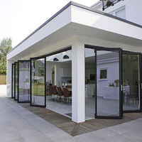 Porte pliante en verre de style moderne, très vendue, en alliage d'aluminium, double vitrage, isolation thermique, couleur personnalisée, pour entrée de villa ou hôtel