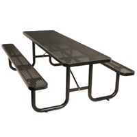 Table de pique-nique extérieure publique commerciale en acier expansé avec banquette restaurant extérieur table et chaise en métal pour événement