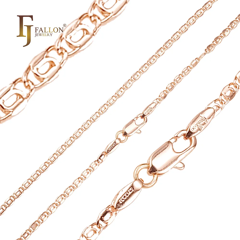 F84100129 Fj Fallon Mode Sieraden Slak Sleutelgat Link Afgeronde Flankketting Verguld In Roségoud Messing Gebaseerd