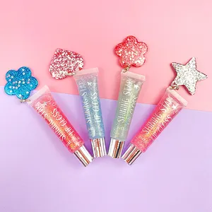 JUSTGIRL Vị Ngọt Có Hương Vị Rõ Ràng Glitter Lip Bóng Với Trái Tim Quyến Rũ Dễ Thương Keychain