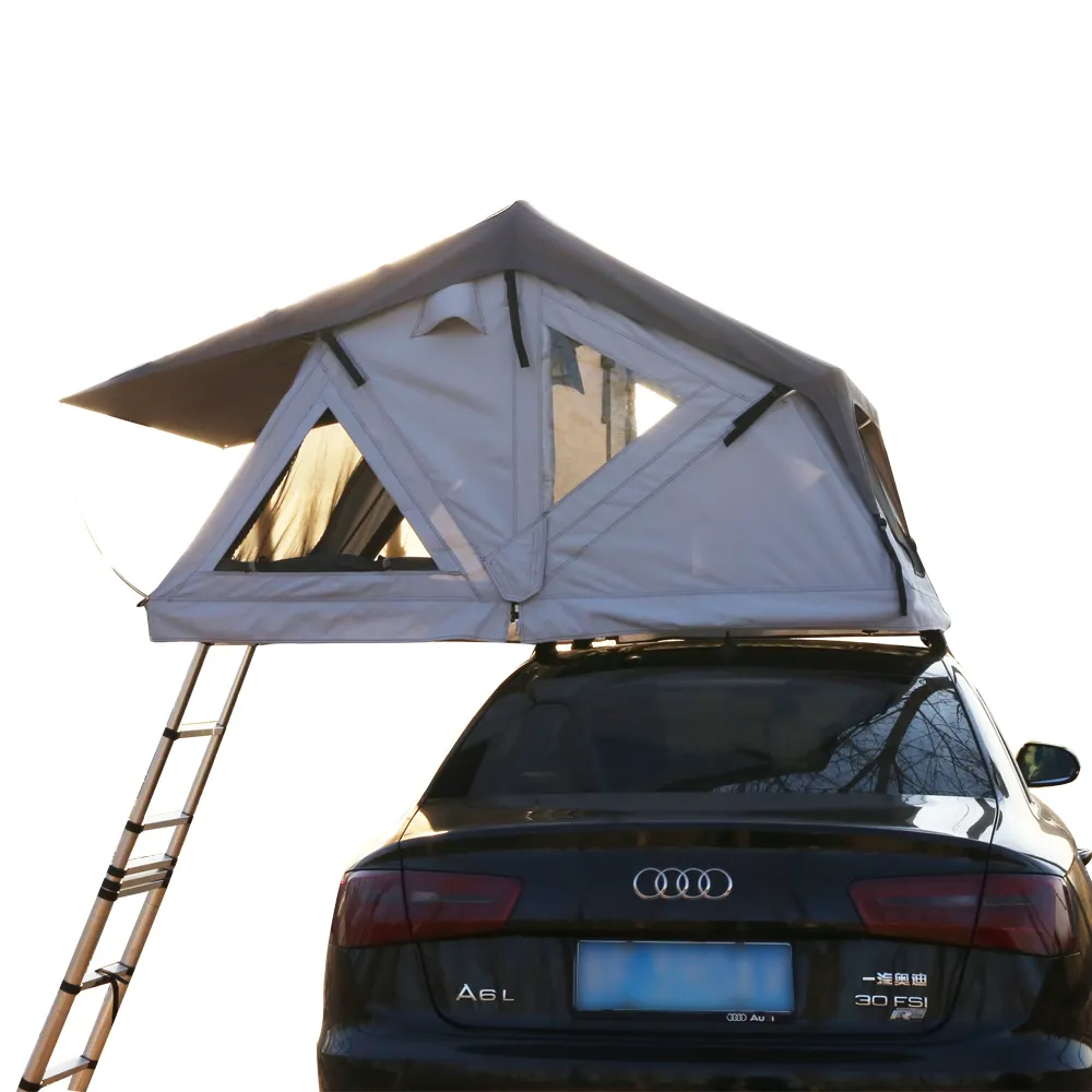 Benutzer definiertes Logo PVC-Abdeckung Camping Dach Auto Zelt 1 Person Aluminium Leiter Dach Zelt