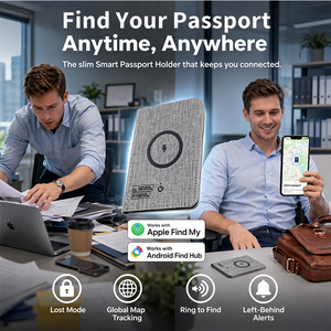 Porta Passaporto da Viaggio Compatibile con Find My, Custodia per Passaporto con Tracker per Uomo e Donna, <span class=keywords><strong>8</strong></span> Scomparti per Carte - Product Image 2