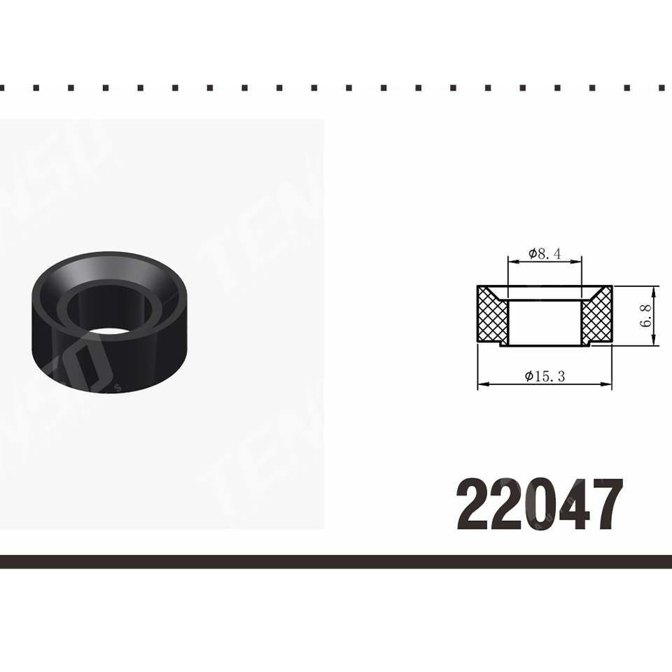 Fuel Injector Repair Kit Rubber Seal 22047-NBR 15.3*8.4*6.8 Black Rubber Seal