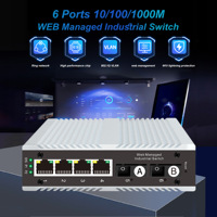 Switch Jaringan Manajemen WEB Serat Tunggal Mode Tunggal Industri 4-port RJ45, 2-port SFP, 20-120km, RSTP, VLAN, QoS