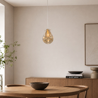 Lampe suspendue minimaliste en verre en forme de larme avec support en laiton pour décoration de chevet