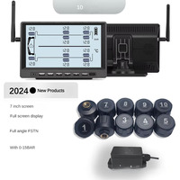 Système TPMS numérique externe robuste à 10 roues avec alarme en temps réel, alimenté par énergie solaire, 433,92 MHz, pour semi-remorque, bus, fourgonnette, camion commercial