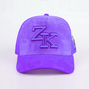 Casquette de camionneur en daim et maille brodée de haute qualité en gros, casquettes de camionneur à 5 panneaux avec logo personnalisé - Product Image 2