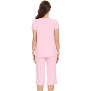 Pijamas de Viscosa de Bambú Suaves para Mujer, Conjunto de Capri de Manga Corta, Ropa de Dormir Cómoda, Tallas S-XXL, Venta al Por Mayor - Product Image 2