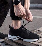 Chaussures de sécurité pour hommes en tissu respirant, avec embout en acier anti-écrasement, anti-perforation, absorption des chocs, résistantes à l'usure, confortables, baskets industrielles