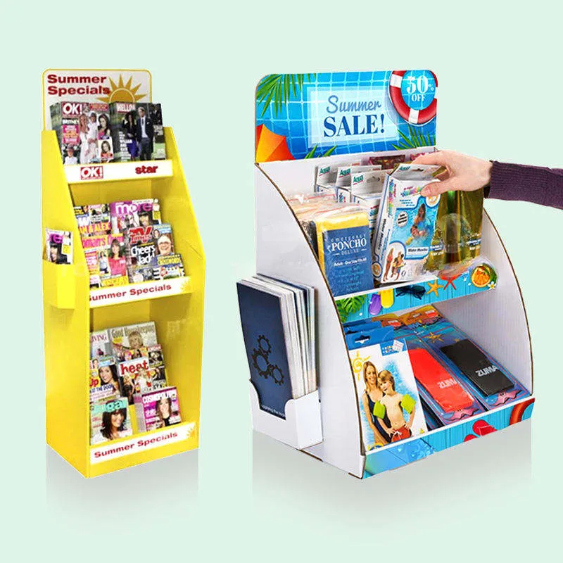 Soporte de exhibición de mostrador de cartón corrugado Holidaypac, tienda de libros, papelería, soporte de exhibición de revistas