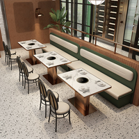 Table de barbecue coréen et brésilien en marbre avec canapé et chaise de salle à manger pour restaurant