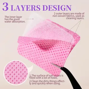YIKOOLIN 200 Toallitas Sin Pelusa para Uñas, Toallitas para Quitar Pegamento de Pestañas, Toallitas para Remover Esmalte de Uñas para Productos Profesionales de Extensión de Pestañas - Product Image 2