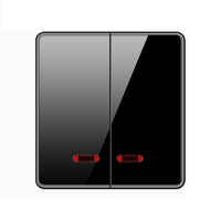 Prises murales noires en verre trempé LangYeao avec ports USB Type C et interrupteurs muraux 1/2/3/4 voies avec indicateur LED