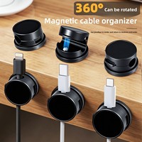 360 °   Organisateur de câbles rotatif pour bureau, clips adhésifs robustes pour câbles, accessoires de bureau pour la maison G26-88