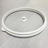 Couvercle de casserole en silicone écologique résistant à la chaleur avec joint d'aspiration, compatible four, couvercle rond pour poêle, bord en verre trempé plat, couvercle pour ustensiles de cuisine