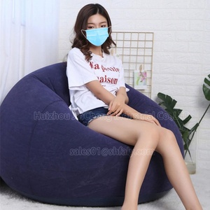 Lazy <b>Sofa</b> Chaise Lounge Home Leisure Seat for Home Outdoor Deluxe <b>Inflatable</b> Flocking Single No Beans Blue Eco-friendly PVC - Product Image 2