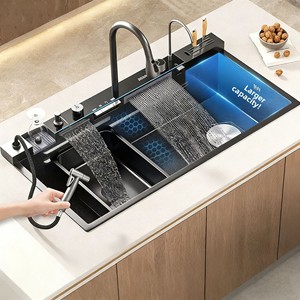 Fregadero de Cocina Rectangular Moderno Minimalista de Acero Inoxidable con Diseño de Ballena de <span class=keywords><strong>1</strong></span> <span class=keywords><strong>Metro</strong></span>, Gran Tamaño, Nano Hecho a Mano con Relieve de Panal - Product Image 1