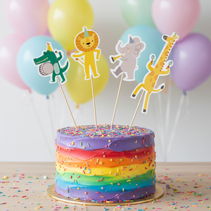 902361 Jungle <strong>Animal</strong> Band <strong>Cake</strong> <strong>Topper</strong> Picks Birthday Party Cupcake Decorations with Lion Elephant Giraffe and Crocodile - Product Image 2