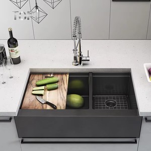 Fregadero Doble <span class=keywords><strong>Grande</strong></span> Contemporáneo Hecho a Mano para Granja, con Delantal Frontal, Duradero y Multifuncional, Venta al por Mayor - Product Image 4