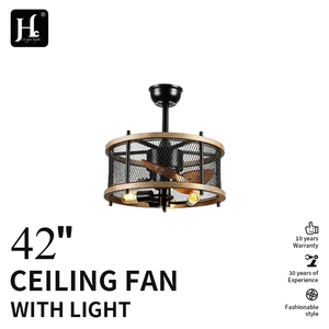 Simple-design <b>ceiling</b> fan with concealed MDF blades: 42-inch cage-style <b>ceiling</b> fan with <b>light</b> - Product Image 2