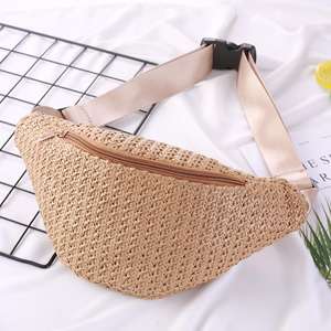 Diseño bohemio playa directo de fábrica al por mayor <span class=keywords><strong>Riñonera</strong></span> de ganchillo tejido de paja <span class=keywords><strong>riñonera</strong></span> con correa ajustable - Product Image 3