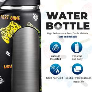 Custom Logo Bpa Gratis Thermische Kolf Schattige Cartoon Vacuüm Geïsoleerde 304 Roestvrijstalen Waterfles Met Rietjes Voor Schoolkinderen - Product Image 4