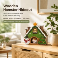 Maisonnette pour hamster en bois massif, cabane en bois naturel, toit ventilé amovible, décoration de cage pour petits animaux