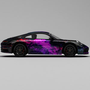 WRAPMASTER 5*65 pieds PET Autocollant de voiture personnalisé en vinyle noir et violet avec des étoiles colorées changeantes, film d'emballage de voiture personnalisé - Product Image 2