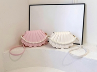 Sac à bandoulière élégant et mignon en forme de coquille avec perles, en cuir PU, sac à main décoré de perles, sac minimaliste pour femmes et filles